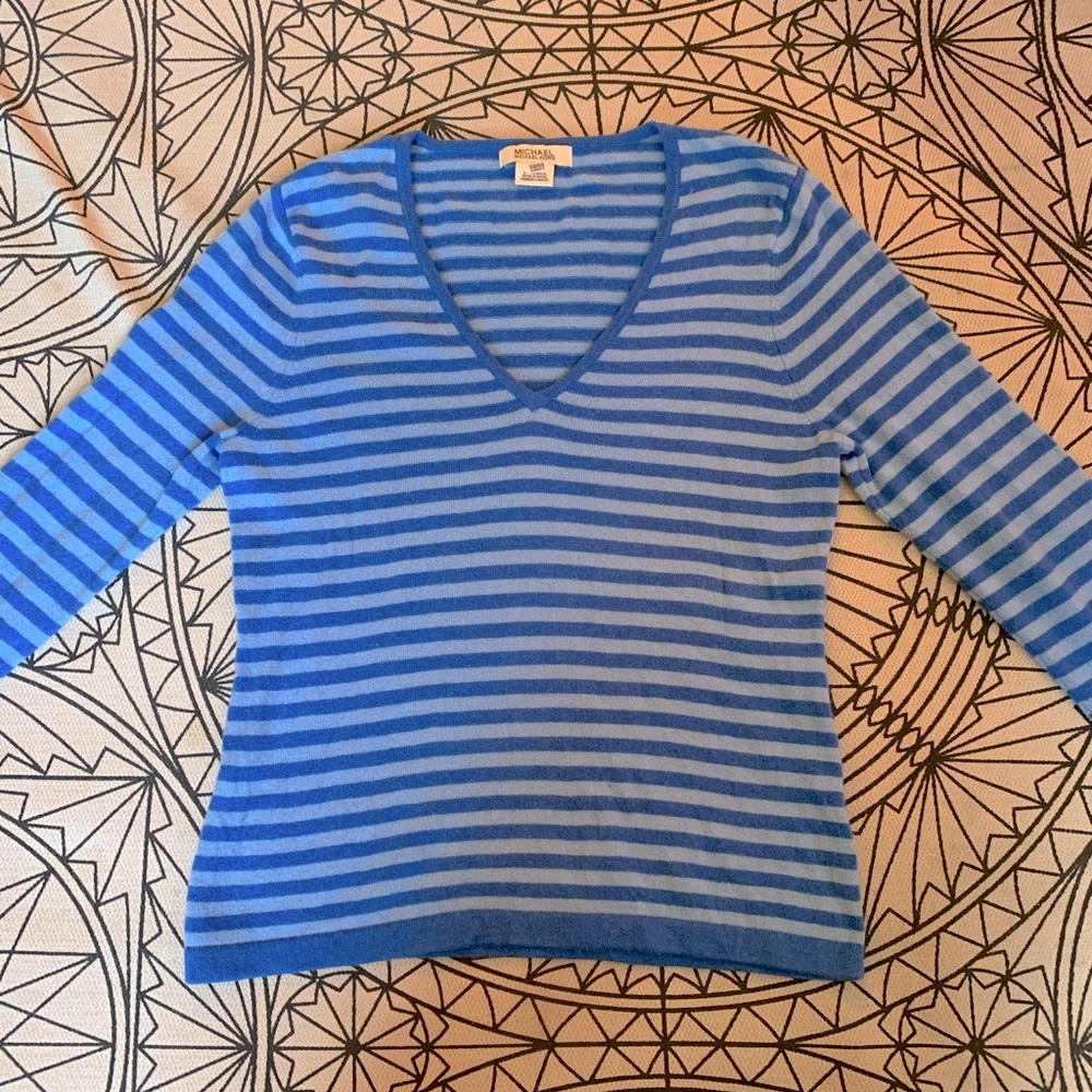 Michael Kors cashmere blue striped sweater